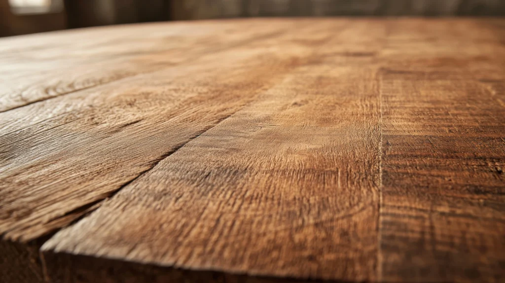 Zoom on the wooden fram table, looking at the grain